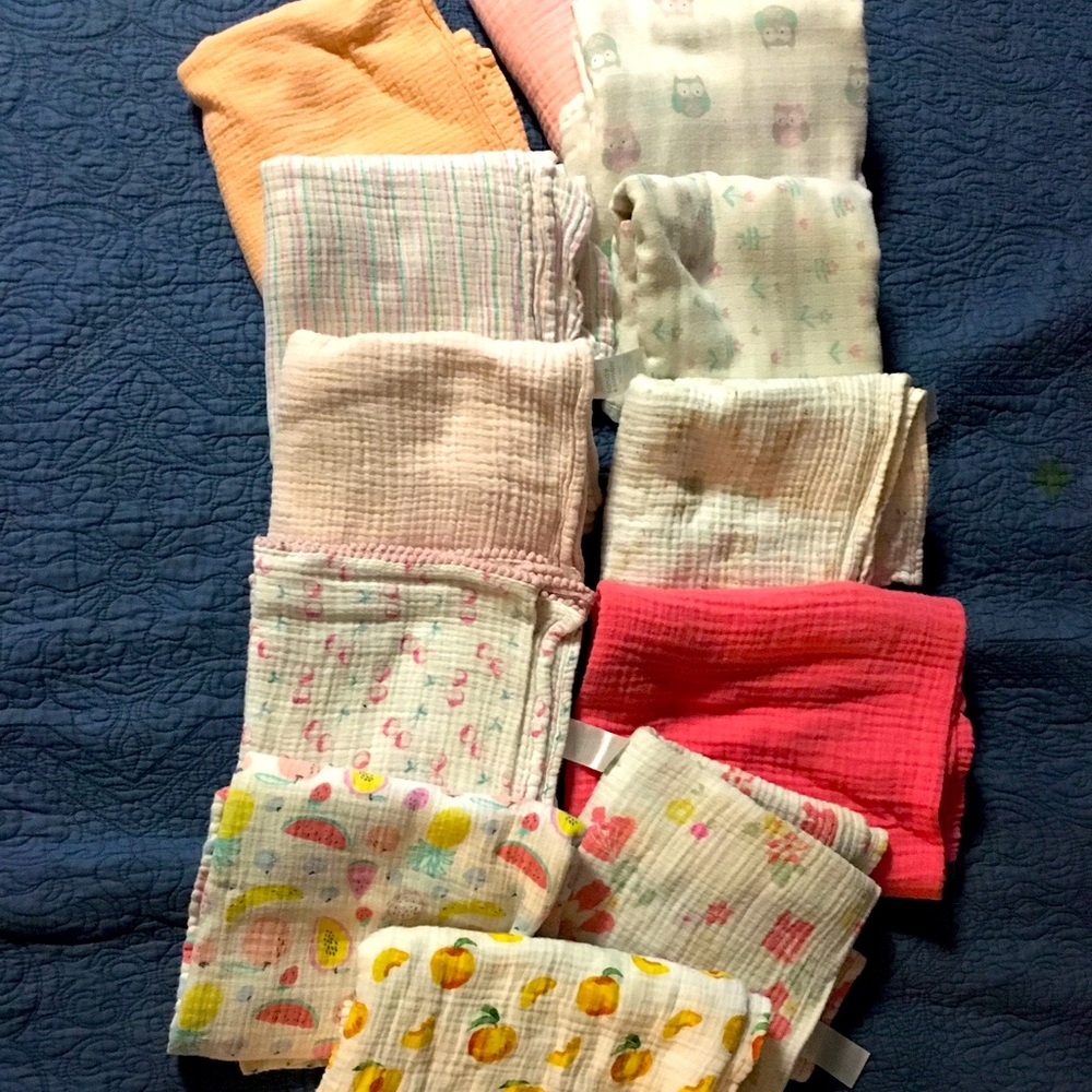 12 XXX-large babygirl receiving/swaddle blankets